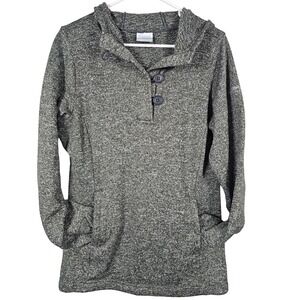 Columbia Women's Sweater Hoodie Buttoned Pullover Activewear Gray/Wht L